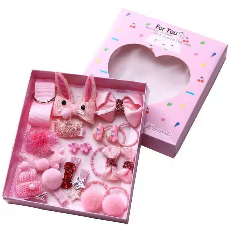 Ikat Rambut Anak Pita 18 pcs/Set Gift Box &amp; Paper Bag - Kunciran - Jepit Rambut - Aksesoris Fashion