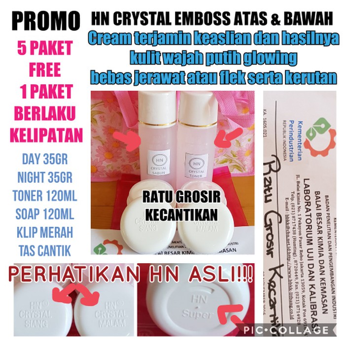CREAM HN CRYSTAL EMBOSS 35gr ASLI /HN KRISTAL 35gr EMBOSS ATAS & BAWAH  promo