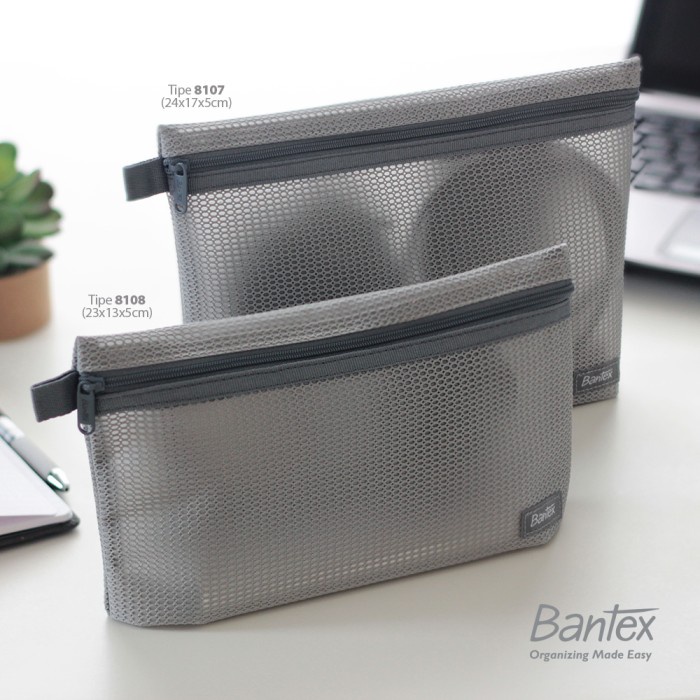 

(BISA COD) Bantex Grey Zipper Storage Pouch Handbag Pencil Case #8107 05