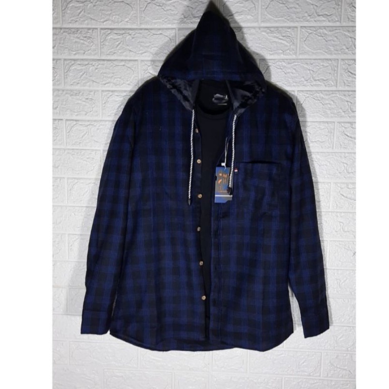 KEMEJA FLANEL HOODIE LENGAN PANJANG//KEMEJA FLANNEL TOPI COWOK DAN CEWEK