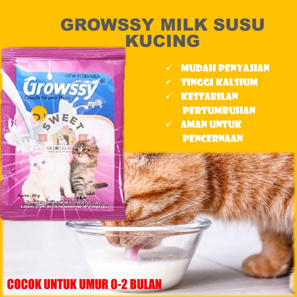 Growssy Susu Anak Kucing Cat Milk Kitten Milk Susu kucing Kitten Susu Kucing Bayi Susu Kucing 1 Box