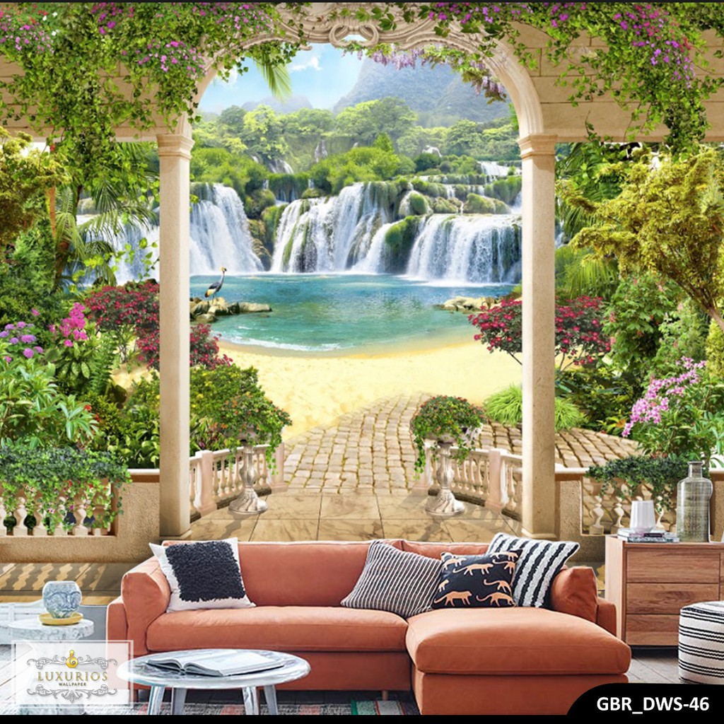 WALLPAPER 3D WALLPAPER CUSTOM WALLPAPER DINDING AIR TERJUN
