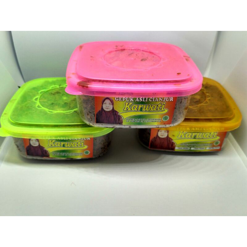 

Gepuk ayam karwati kemasan toples kotak warna warni