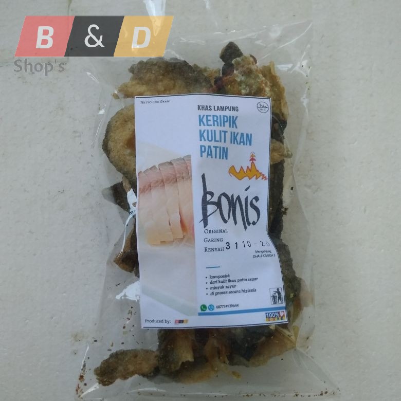 

BONIS. Keripik Kulit Ikan Patin Gurih Renyah Khas Lampung.