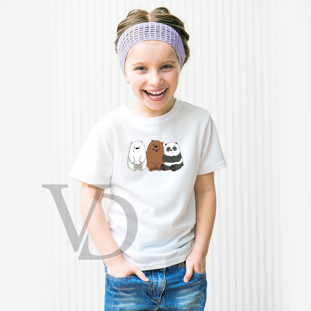 Kaos Anak Perempuan &amp; Laki - laki Unisex We BARE bear WBB panda grizzly bear / kaos anak lucu / baju