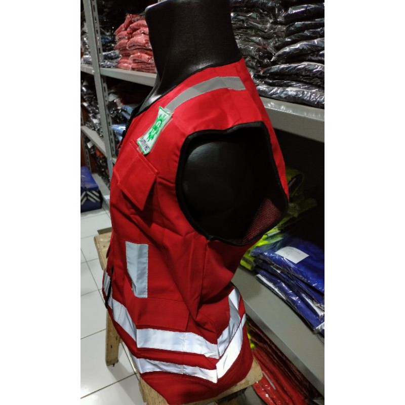 PREMIUM ROMPI SAFETY BAHAN DRILL PAKAI FURING MERAH HSE BERLOGO REAL PICTURE BERKELAS KEREN