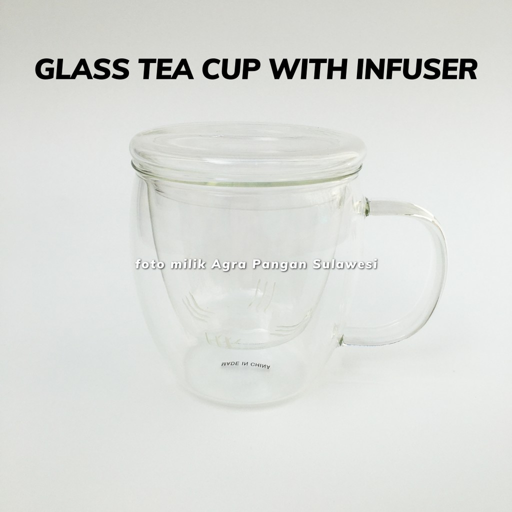 Jual Glass Tea Cup Infuser Gelas Teh Kaca Saringan 500 Ml Tea Mug With Strainer And Lid 9673