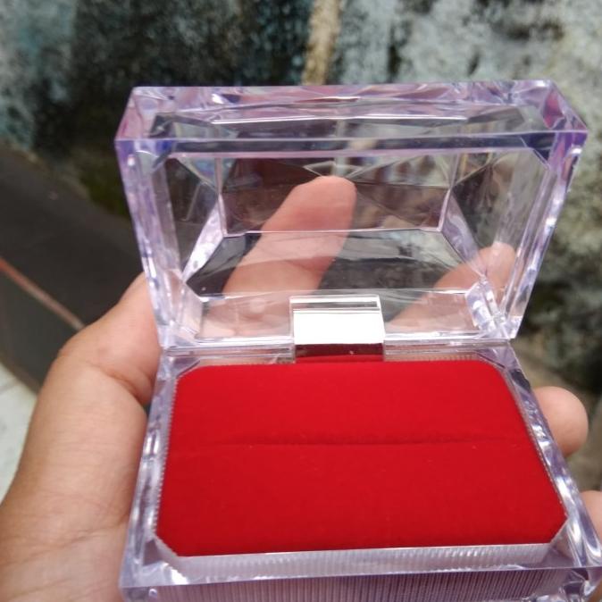 

[COD] Kotak Box cincin Merah kotak mika,muat 2 cincin couple [COD]