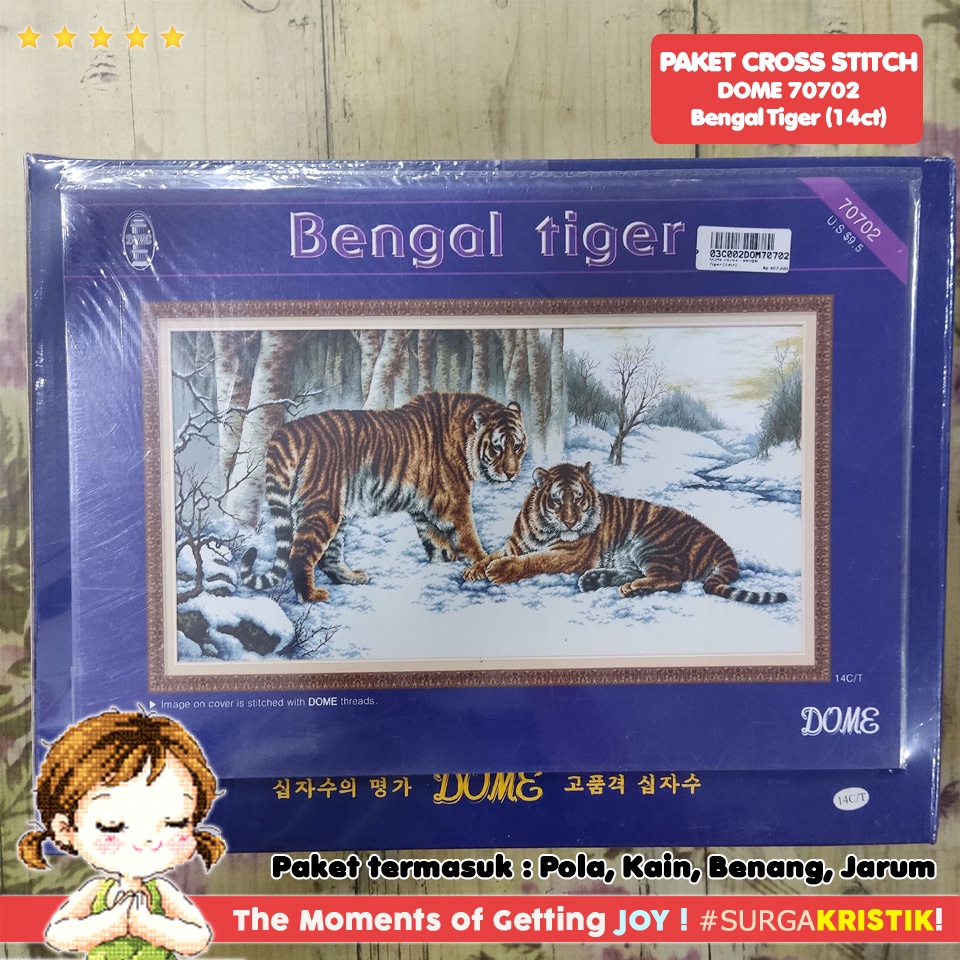 Paket DIY Craft Sulam Kristik DOME 70702 Bengal Tiger Macan Harimau Oriental