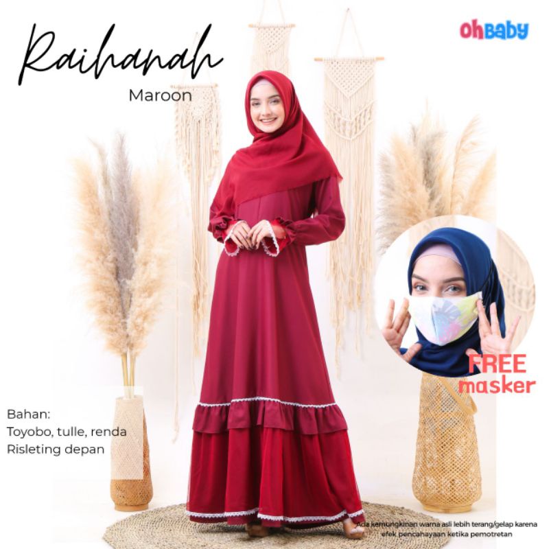 GAMIS DEWASA RAIHANAH MERK OHBABY BUSUI FREINDLY BERBAHAN TOYOBO BERWARNA MAROON