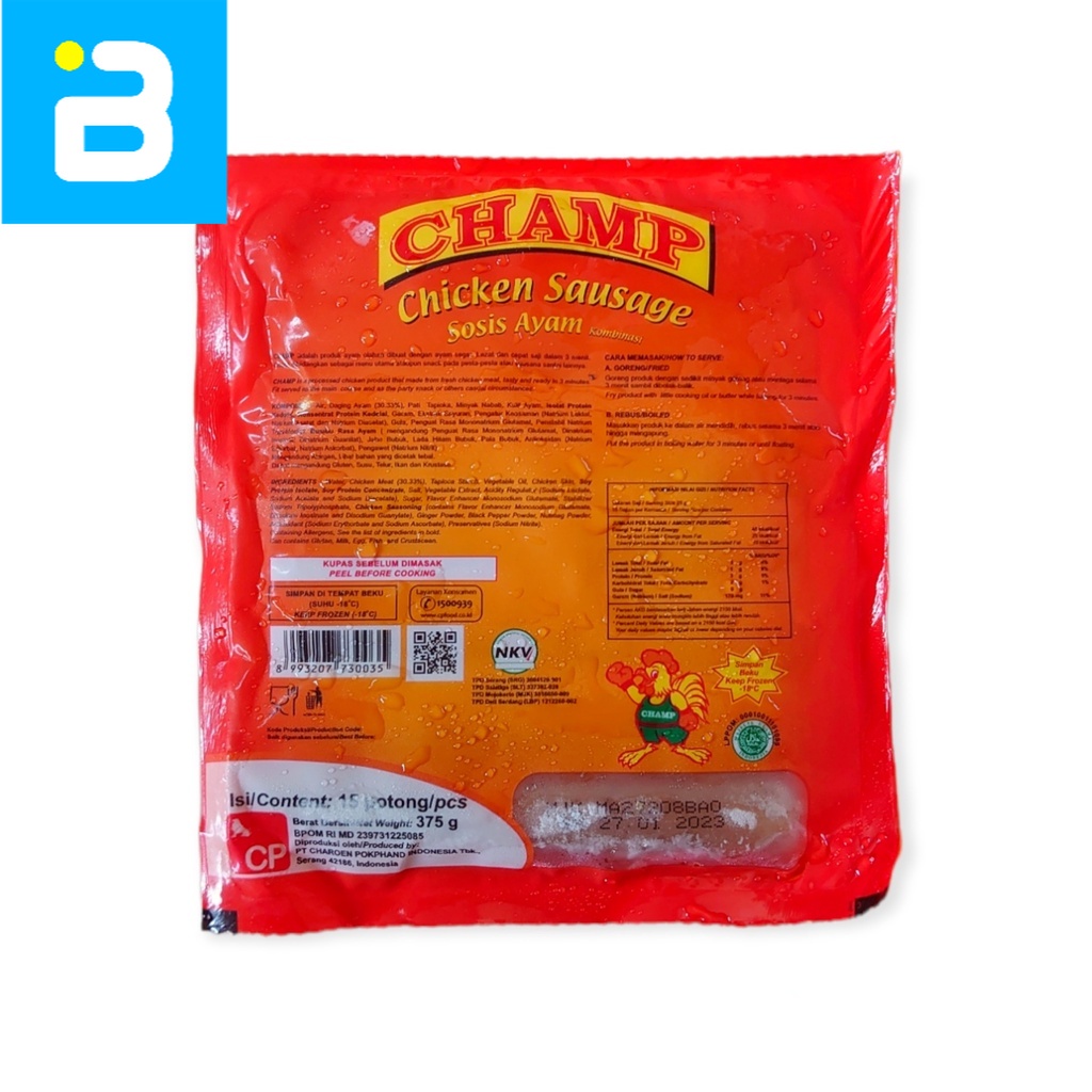 

Champ Chicken Sausage Sosis Ayam 375 G