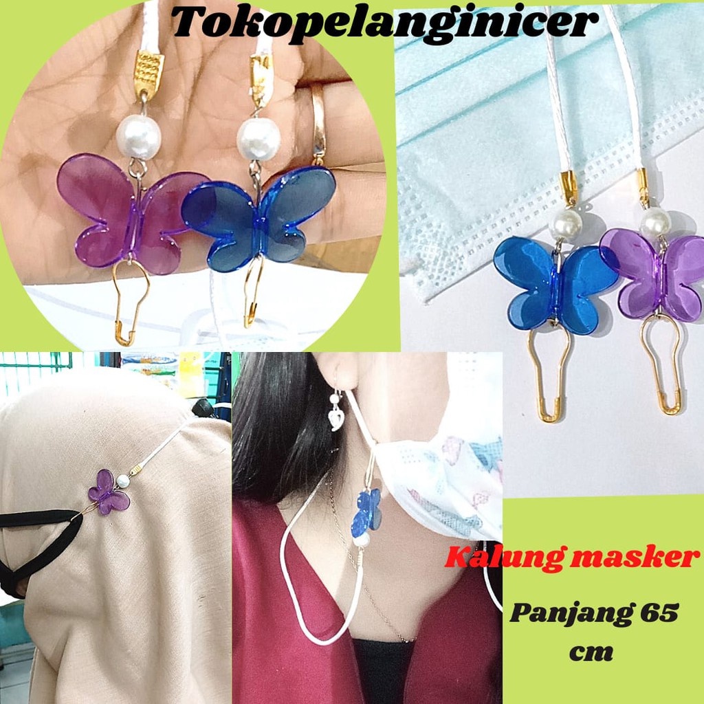 Strap Mask Akrilik Kupu-kupu Tali Masker Kekinian Manik Kupu Sintesis Strap amsker Kupu kupu