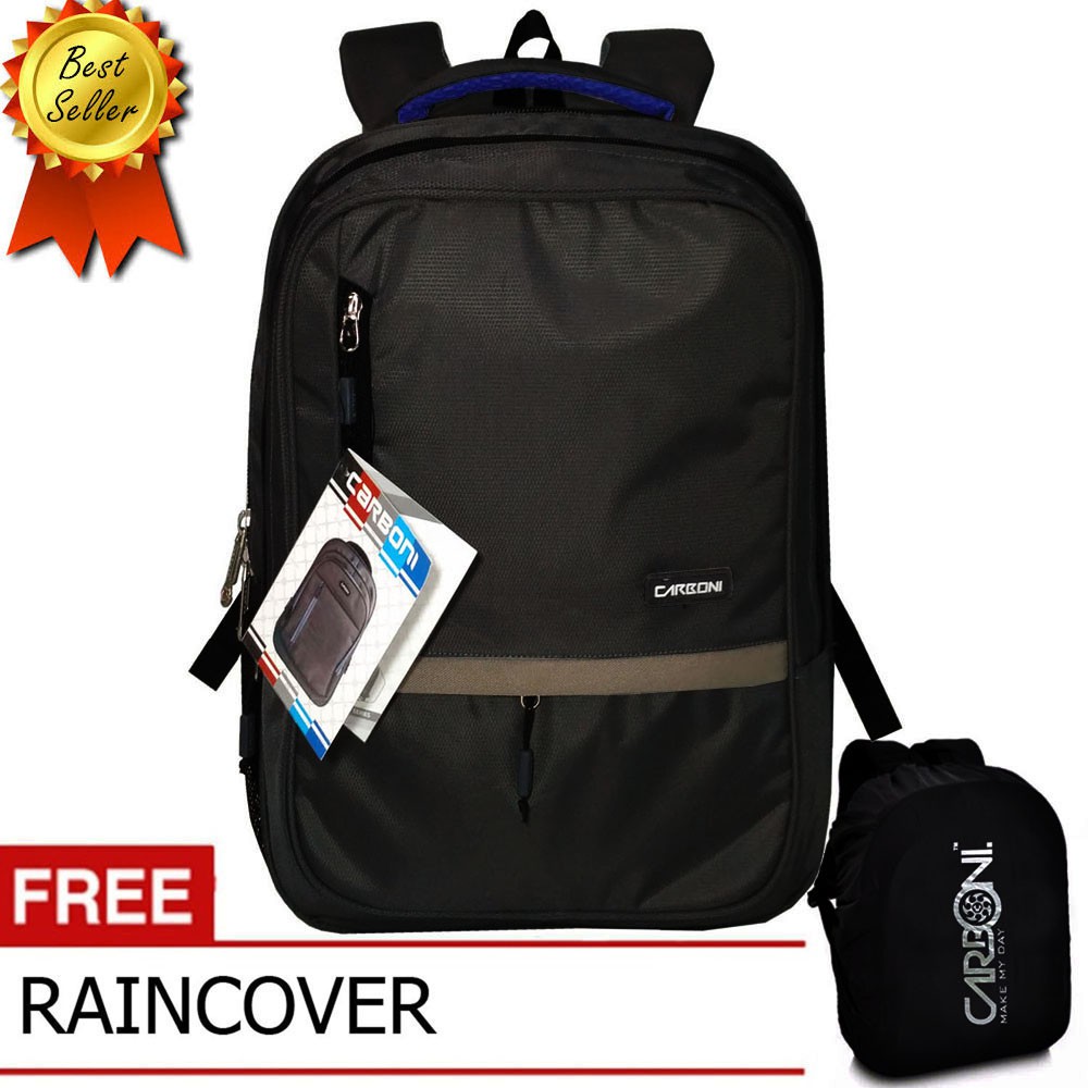 BakcpacK Carboni Tas Ransel Laptop 15 Inchi RA00043 Original - Black + Raincover