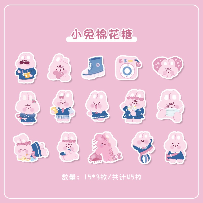 imoda 45 lembar/kotak Stiker Kartun Lucu DIY Scrapbooking Dekorasi Stiker Alat Tulis-A