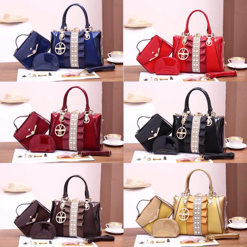Bag VB Behel Queen 3148 DEN set 3in1 TAS BRANDED TAS BEHEL TAS WANITA HAND BAG WANITA TAS IMPORT