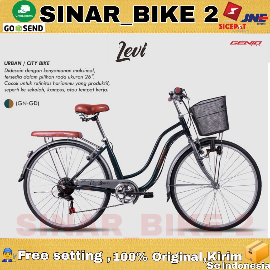 Sepeda Mini Keranjang Dewasa GENIO Urban/City Bike LEVI 26 Inch 7Speed