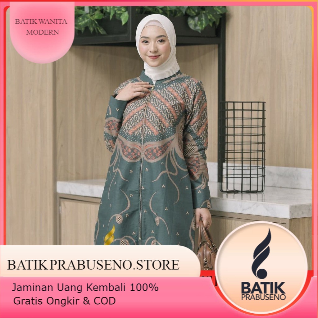 Tunik Batik Wanita ULFA ARMY Atasan Baju Lengan Panjang Original Prabuseno Modern Premium Jumbo Big 