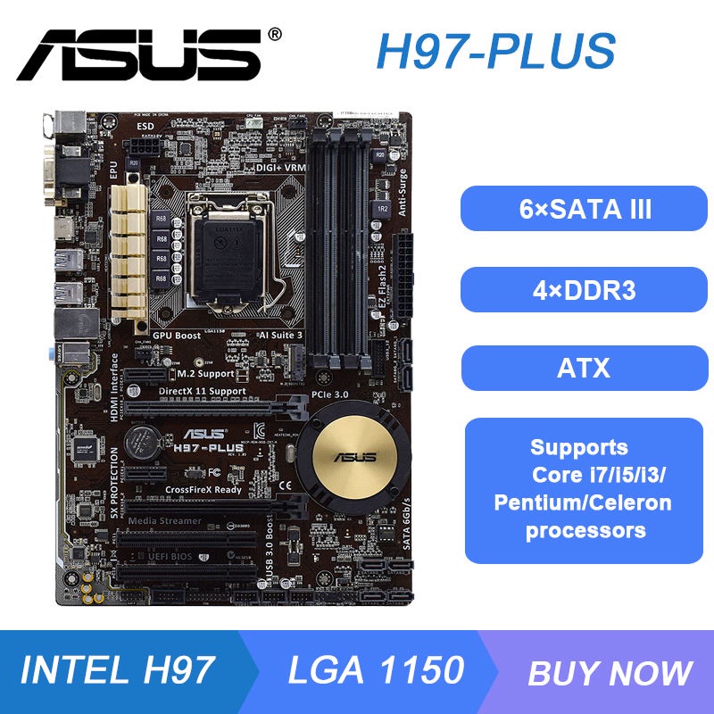PREORDER 1150 Motherboard ASUS H97-PLUS Motherboard LGA 1150 DDR3 Intel H97 32GB PCI-E 3.0 SATA III 