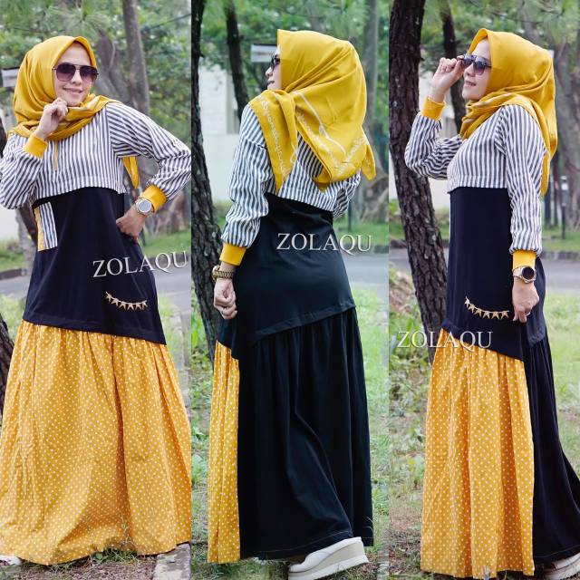 Gamis Zolaqu New salur kombi kuning // Zolaqu Original