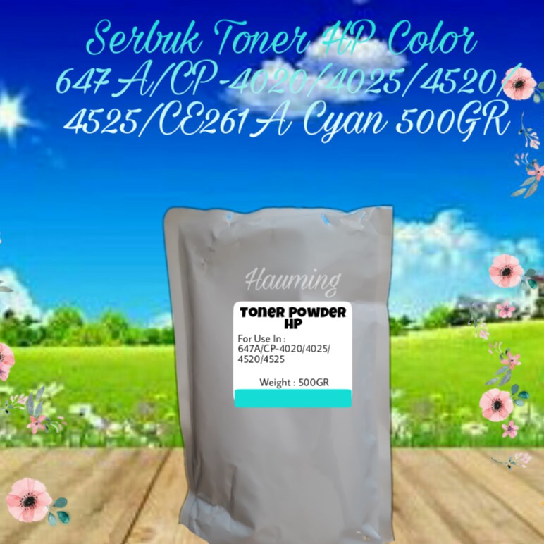 Serbuk Toner HP 647A CP4020 CP4025 CP4520 CP4255 CP-4025n 4525n 4525dn 4525xh CE261A Cyan 500gr