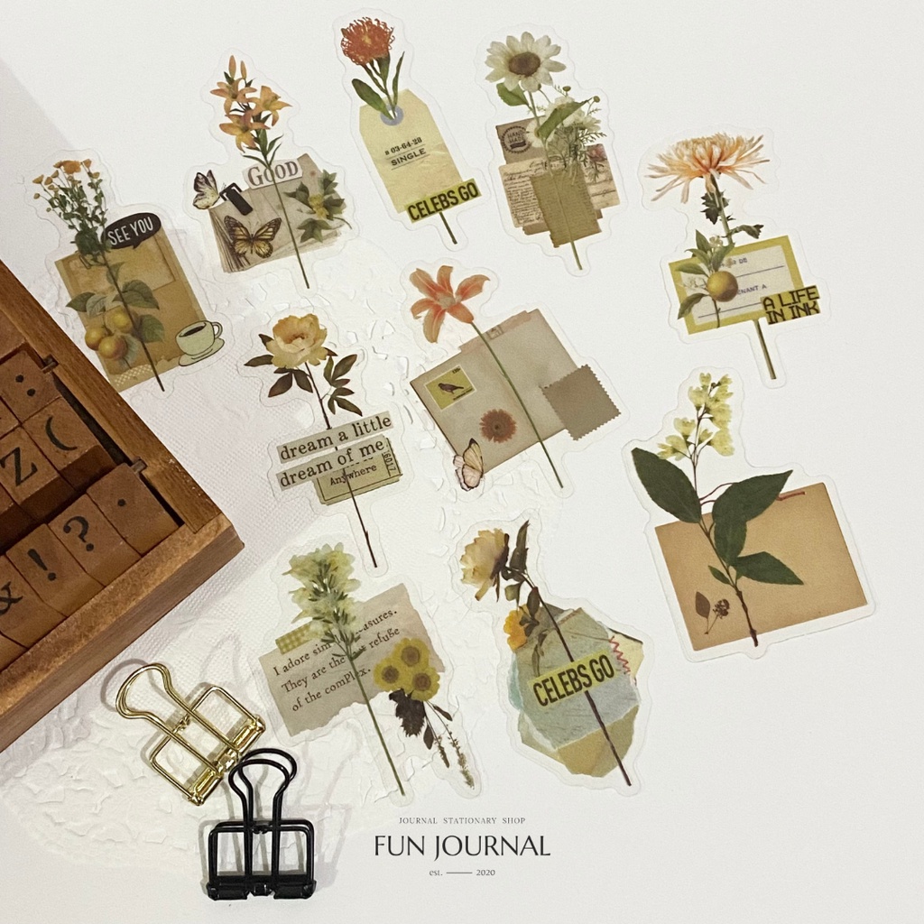 

EPHEMERA FLOWER TRANSPARANT STICKER STIKER FLAKES UNTUK JURNAL JOURNAL BUJO SCRAPBOOK DIY