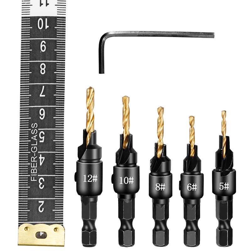 TAFFWARE-Vastar Mata Bor Drill Bit Countersink HSS 1.98-3.56mm 5 PCS-SVVDB26