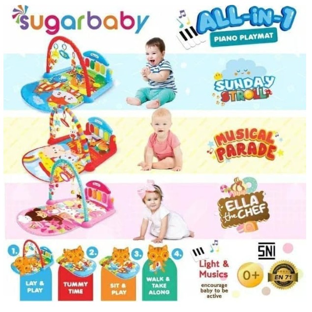 Sugar Baby All in 1 Piano Playmat Mainan Bayi Piano Music Matras Day &amp; Nite