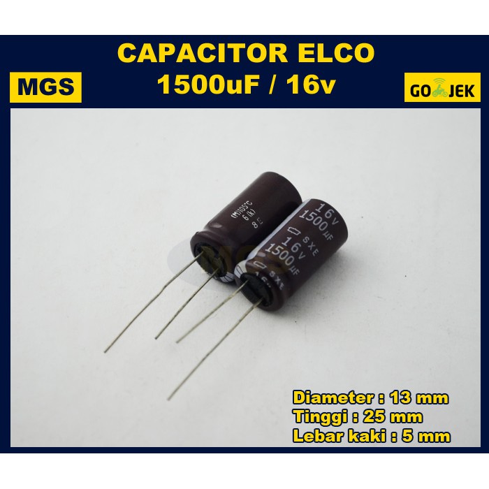 10Pcs Elco 1500uf 16v Kapasitor Elko 1500 uf 16 v