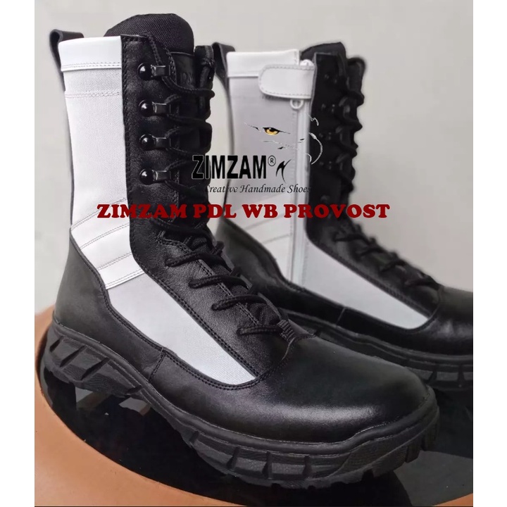 PROMO SEPATU ZIMZAM PDL WB PROVOST BOOTS SAFETY PDL HITAM PUTIH SOL WEBA  TNI POLRI  ARMY MILITER