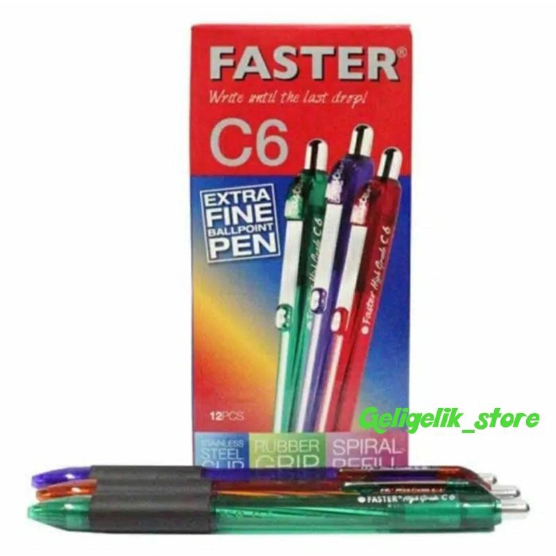 

(LUSIN) PULPEN FASTER C6 ORIGINAL / BOLPEN / PEN / PENA / BALLPOINT