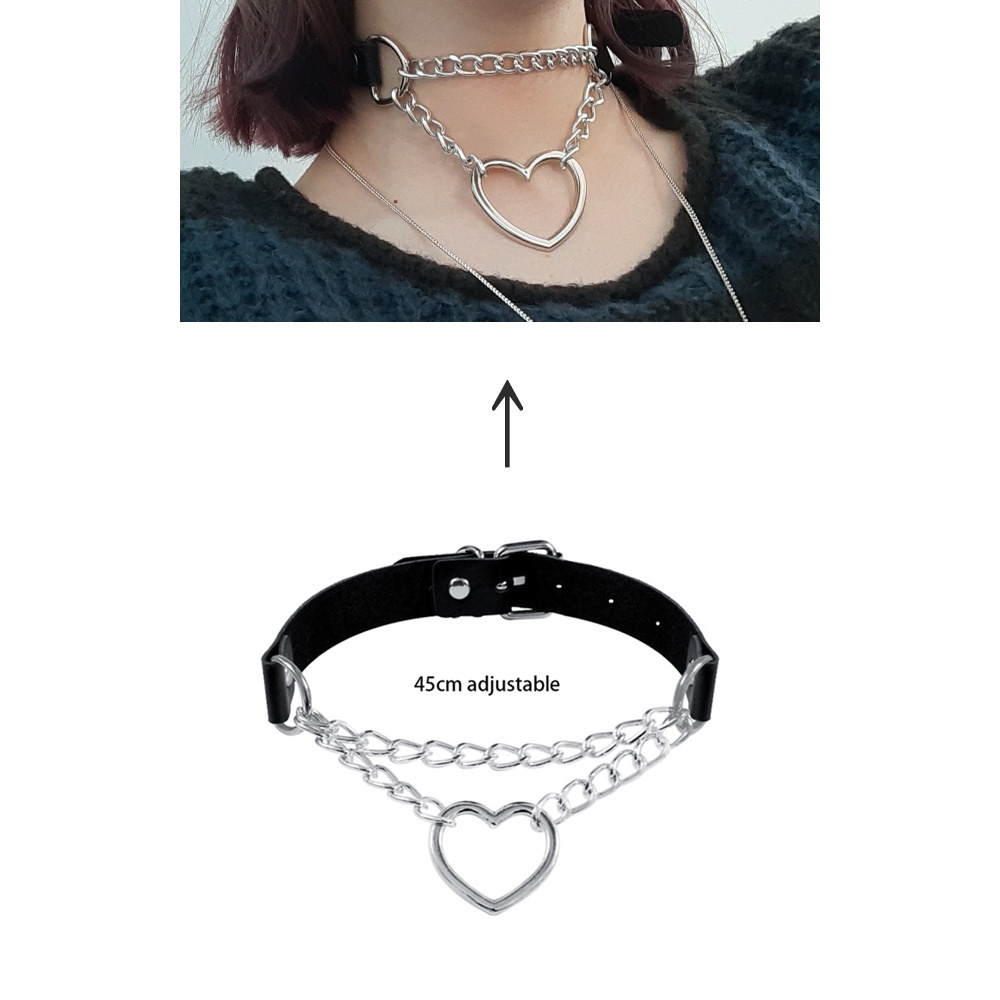 Kalung Choker Bahan Kulit Bentuk Bulat Gaya Gothic Punk Vintage Untuk Pria Dan Wanita