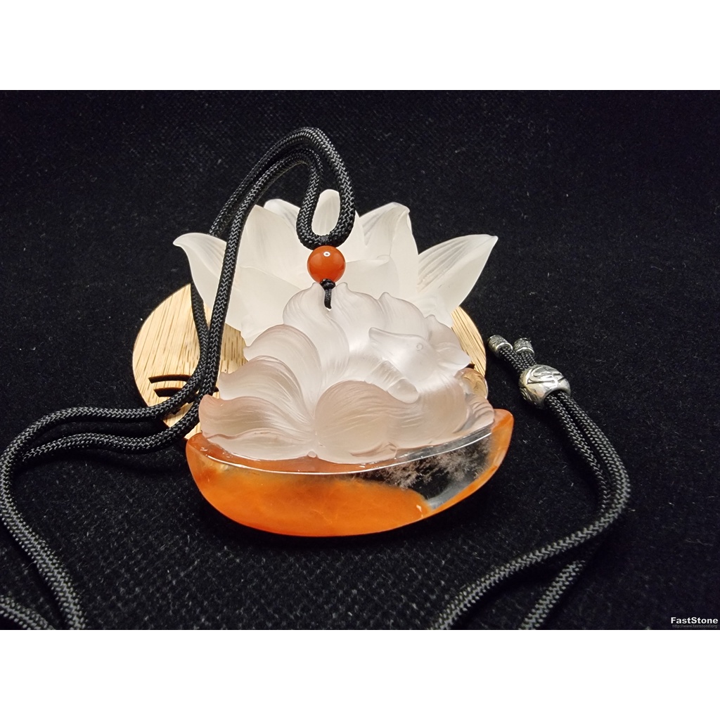 Liontin Batu Red Phantom Quartz Bulu Kelinci 9 Tails Fox HQ 50mm F407