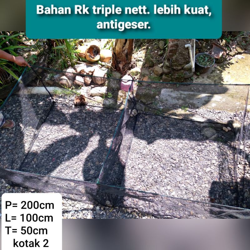 Keramba ikan Kotak 2. Bahan waring RK triple nett.
