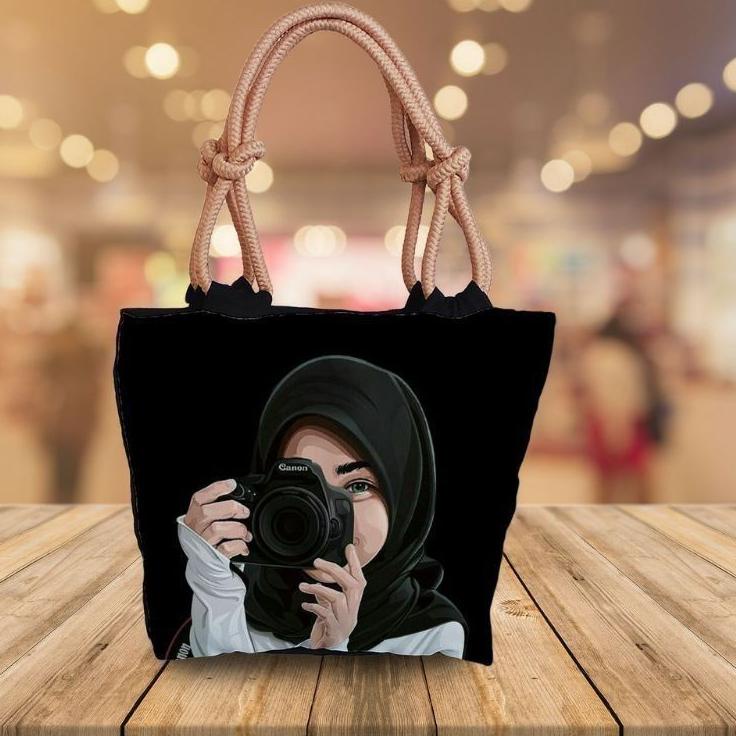 Terbaru.. Tote bag sumbu/totebag canvas seri hijab tas wanita