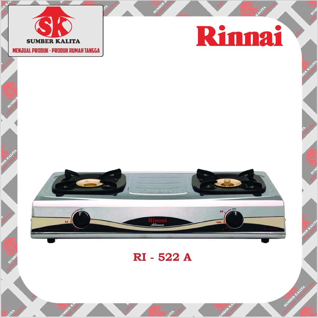 Kompor Gas Rinai 2 Tungku Kompor Rinnai RI 522 A
