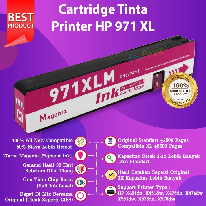 Cartridge Tinta HP 970 971 XL 970XL 971XL Compatible X451dn X476dw 576