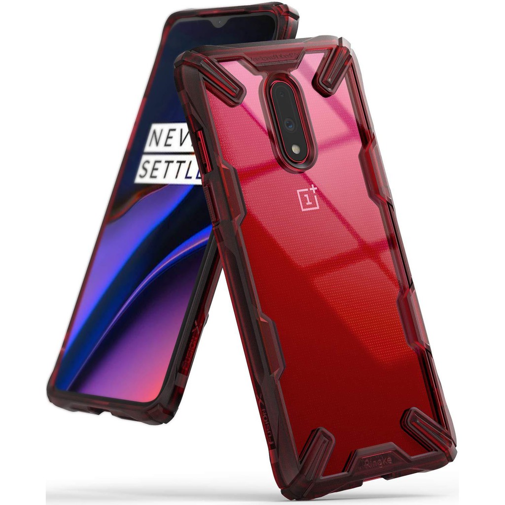 Ringke fusion x casing for Oneplus 7 - RUBY RED