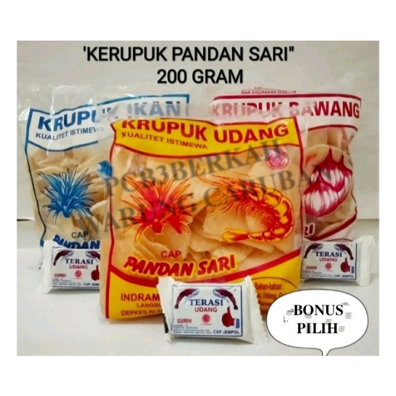 

Kerupuk Pandan Sari Udang, Ikan, Bawang 200gr (1 pcs) bonus pilih