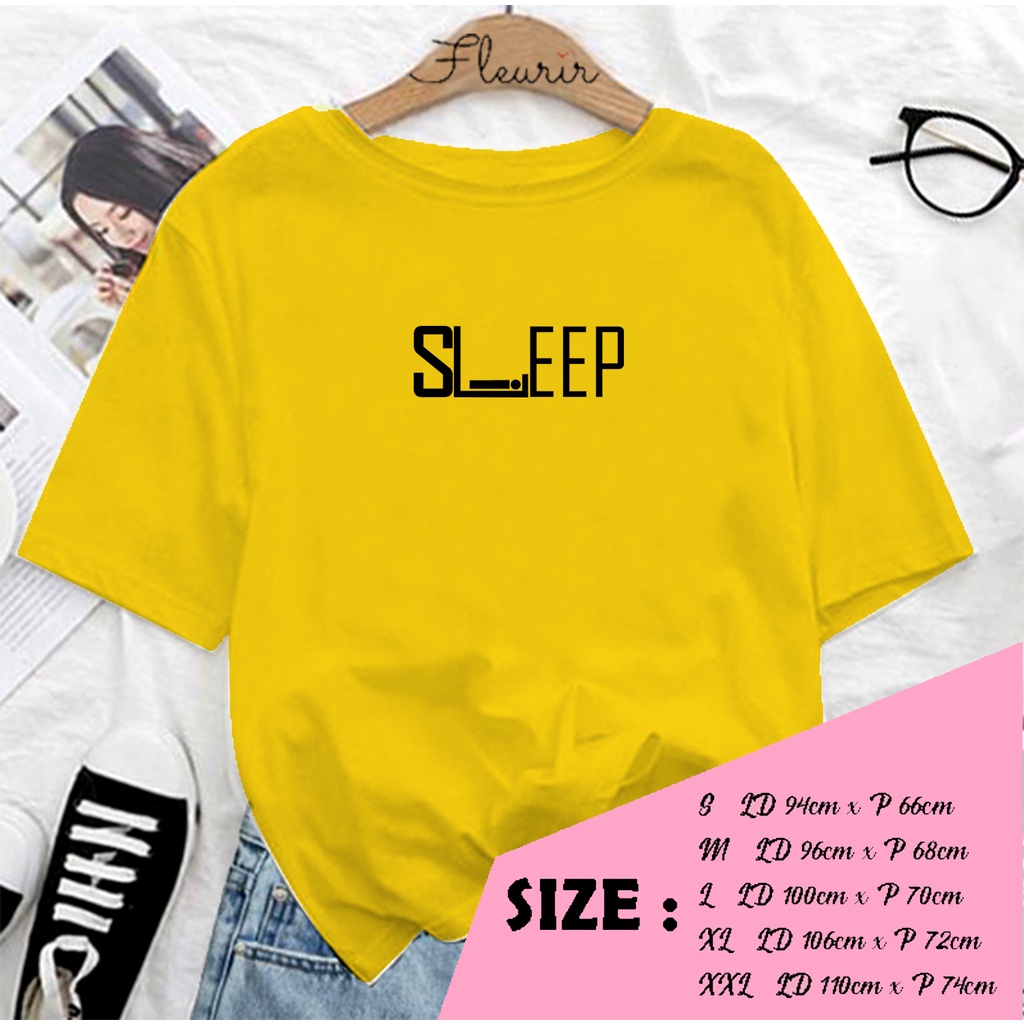 FLEURIR - KAOS SLEEP OVERSIZE KATUN WANITA DEWASA TUMBLR TEE UNISEX JUMBO