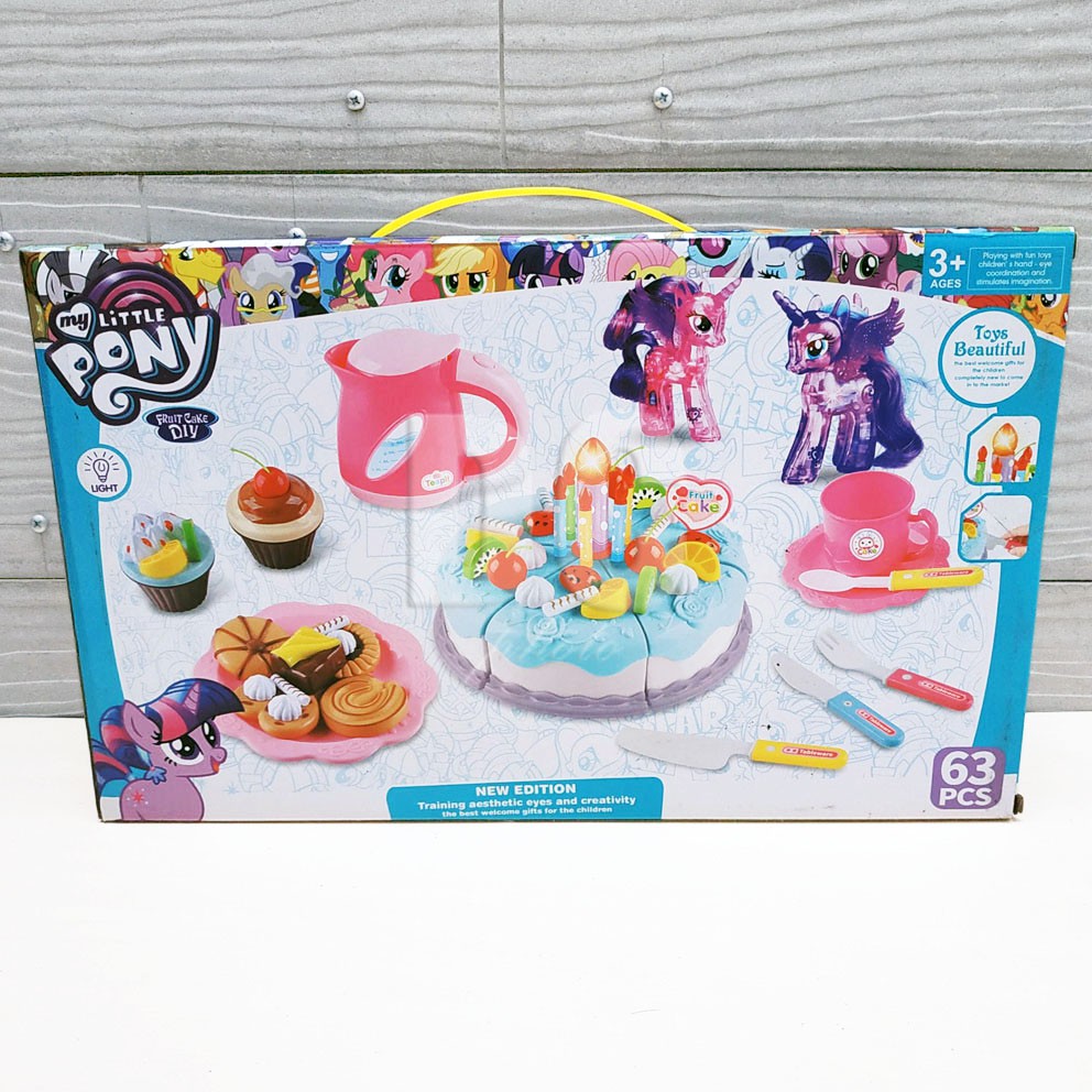 My Little Pony Fruit Cake Mainan DIY Birthday Cake Kue Potong Ulang Tahun