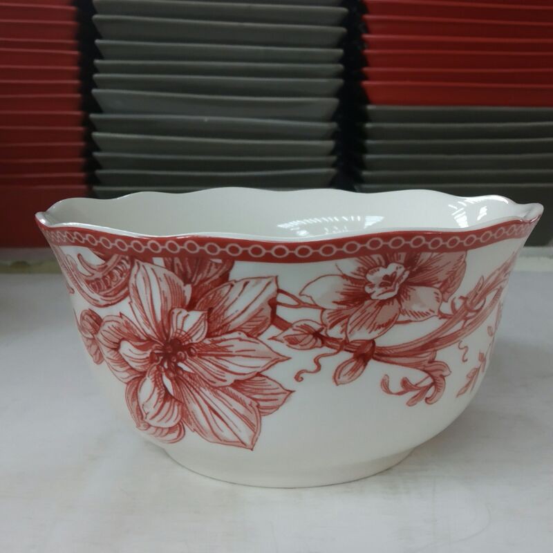 ADELAIDE BOWL MANGKOK KERAMIK HIAS SANGO CANTIK MOTIF VINTAGE MERAH PUTIH HIASAN DAPUR MEJA MAKAN