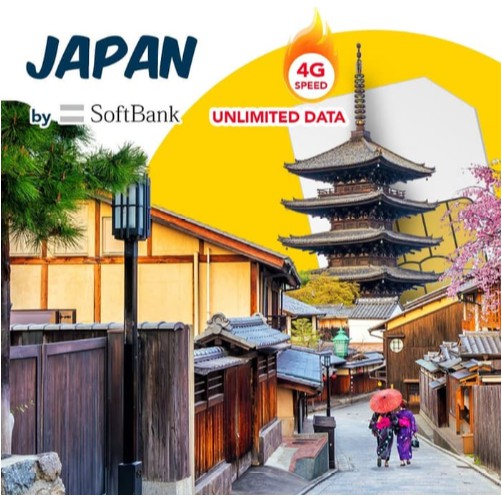 8 Days, 4,8 GB UNLIMITED 4G Softbank Simcard Japan