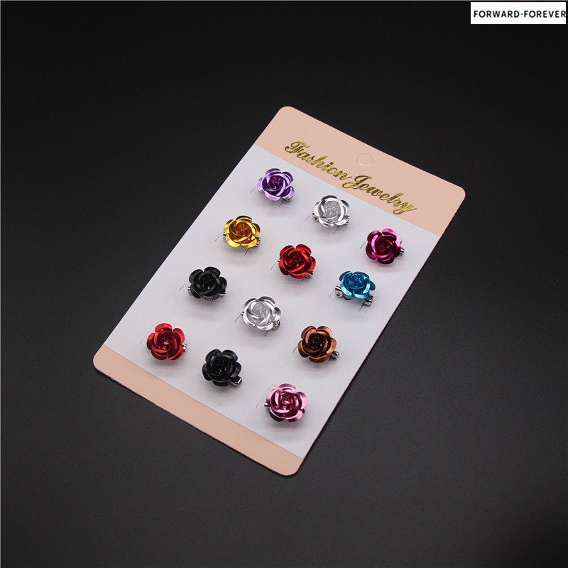 12pcs Fashion rose multi-small brooch pin Tudung safety pin M70021