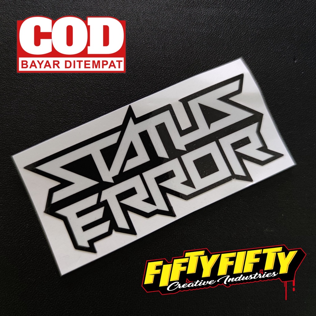 img Stiker Print Cut STATUS ERROR Stiker Printing Laminasi Glossy Tahan Air Stiker Motor Mobil Helm Sudah Membentuk Pola Desain