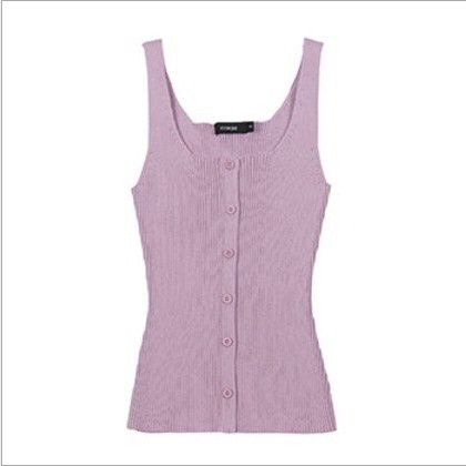 Tanktop korea tank top kancing rib knit rajut halus dalaman wanita jepang atasan cewek kamisol-6