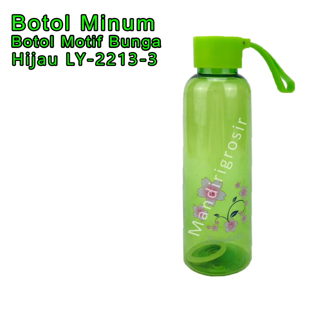 Botol Minum* Botol minum plastik * Motif bunga * warna hijau ly-22213-3 * 500ml