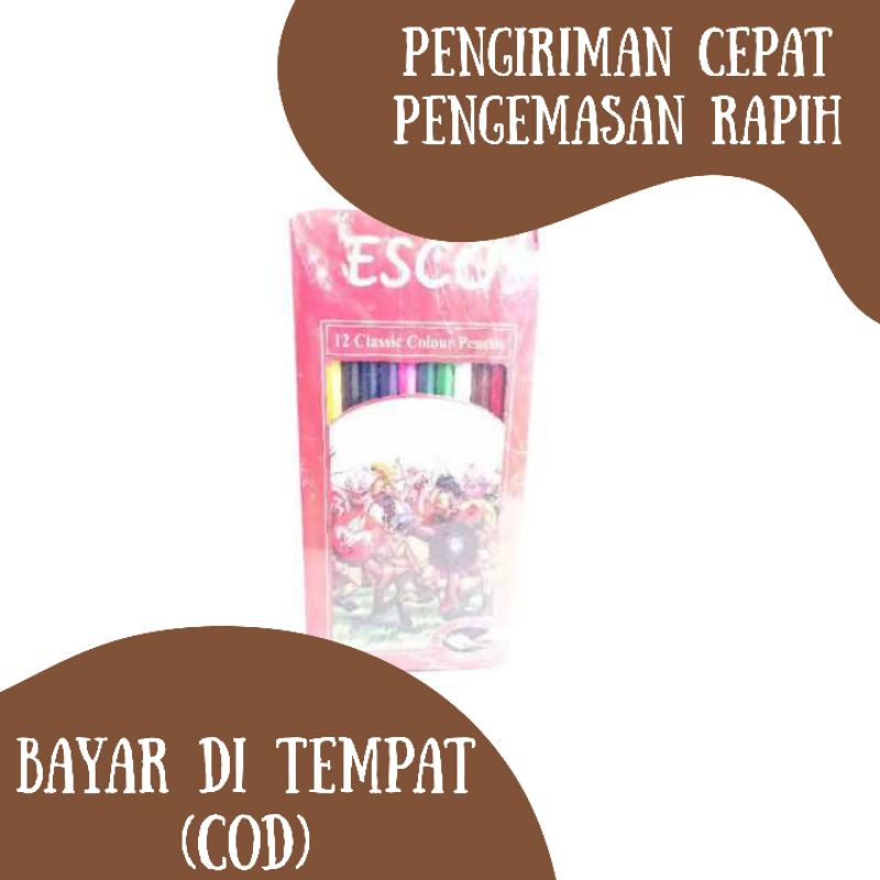 

1 SET PENSIL WARNA ESCO 12 CLASSIC COLOR PENCIL MURAH