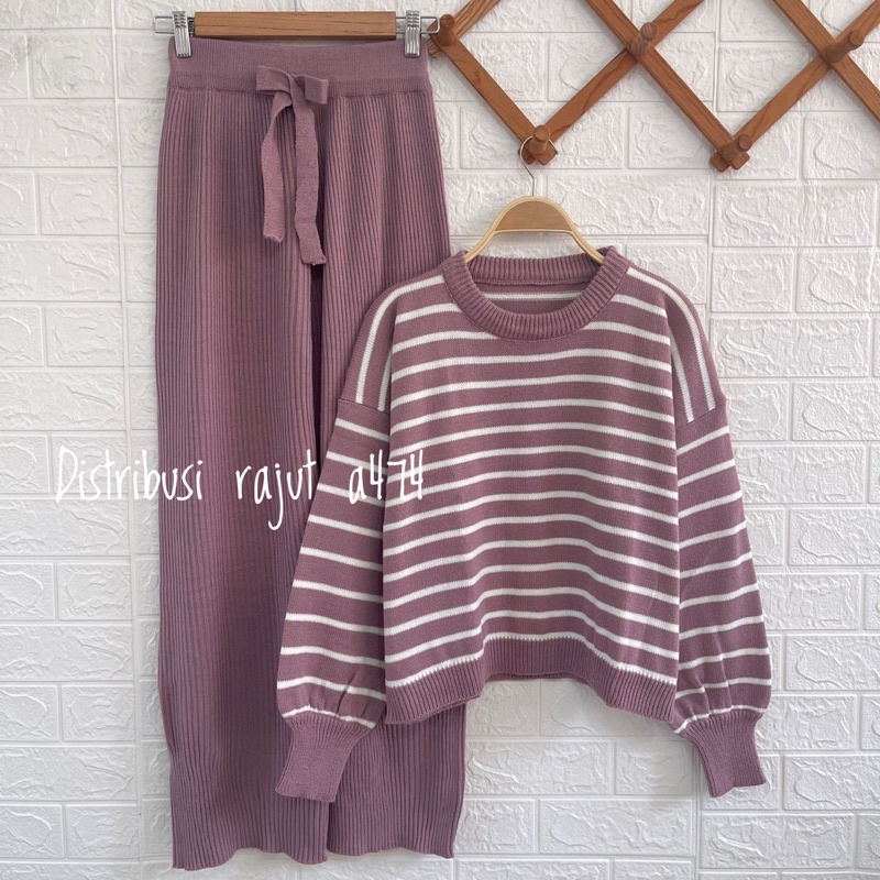 ONESET SWEATER TITI STRIPY KULOT