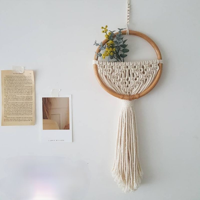 Hiasan Dinding Macrame Rotan BESAR 20 cm, Wallhanging Macrame Rotan