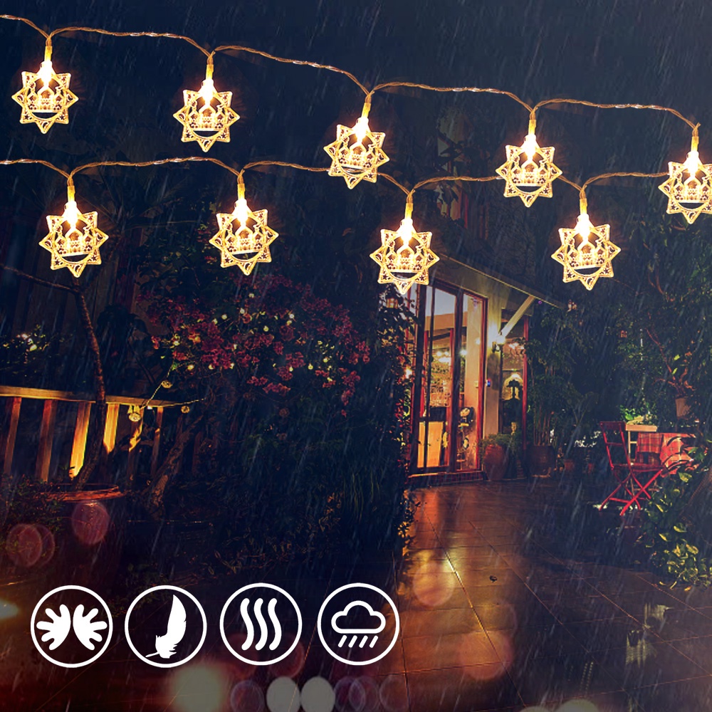 Lampu String LED 1.5m Anti Air IP42 Tenaga Baterai Untuk Dekorasi Ramadhan